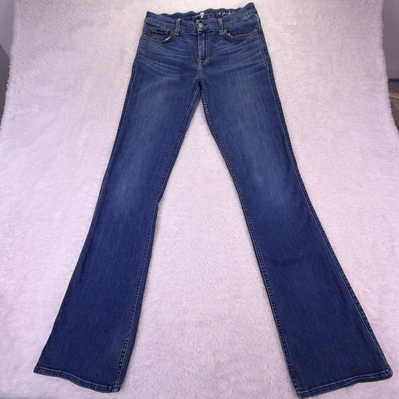 7 For All Mankind Denim - 7 For All Mankind Jeans Womens 30x34 Flare Bootcut 'A'‎ Pocket Dark Distressed